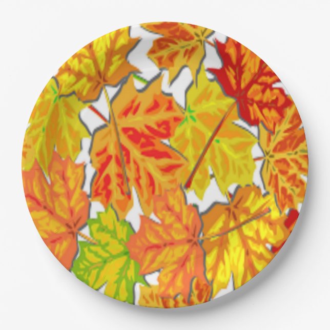 HERBSTBLÄTTER PAPPTELLER (Vorderseite)