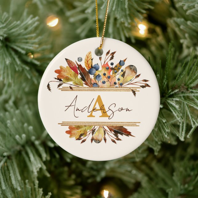 Herbstblätter personalisiert keramik ornament (Baum)