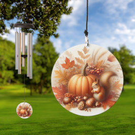 Herbstblätter, Pumpkin, Kastanien und Eichhörnchen Windspiel