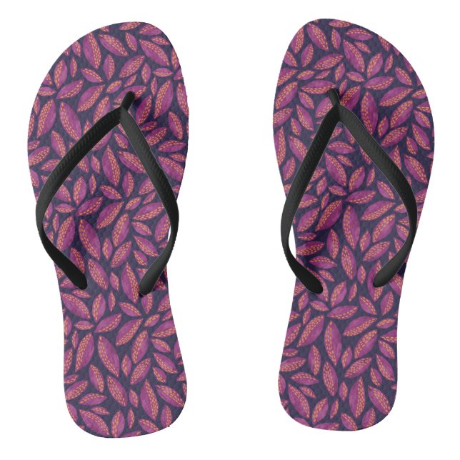 Herbstblätter Purpur Flip Flops (Fußbett)