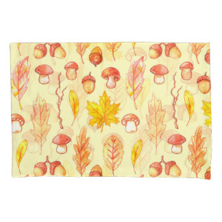 Herbstblätter: Retro-Tapete mit Aquarellfarbe Kissenbezug