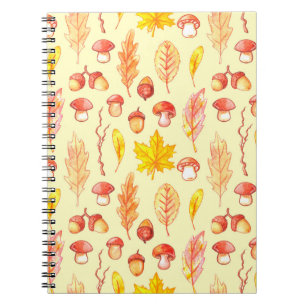 Herbstblätter: Retro-Tapete mit Aquarellfarbe Notizblock