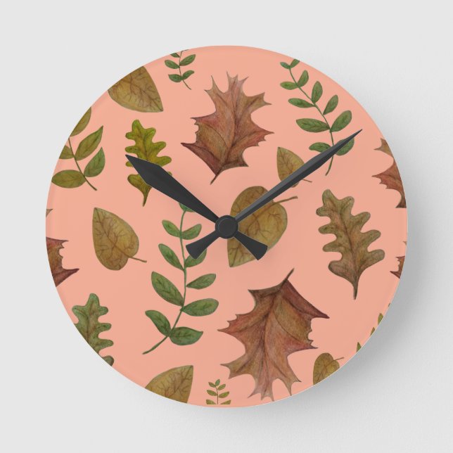 Herbstblätter Runde Wanduhr (Vorderseite)