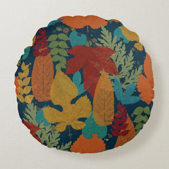 Herbstblätter Rundes Kissen (Vorderseite)