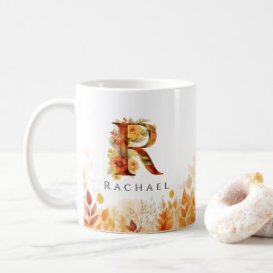 Herbstblätter Rustikale Herbst-Monogrammbuchstabe  Kaffeetasse