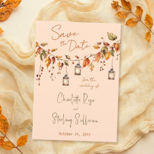 Herbstblätter Rustikale Wasserfarbe Elegante Hochz Save The Date