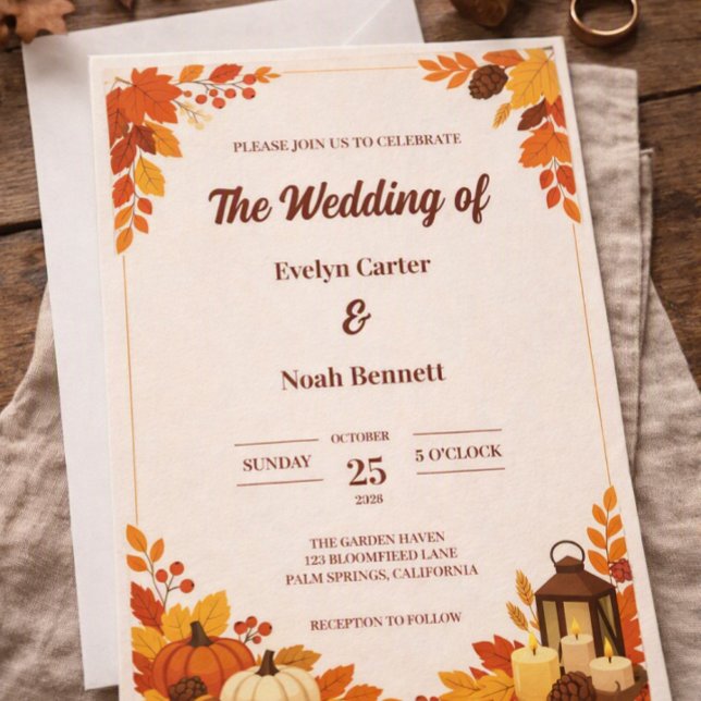 Herbstblätter Saisonale Hochzeit Charm Einladung (Von Creator hochgeladen)