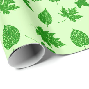 Herbstblätter - smaragd- und limettengrün geschenkpapier