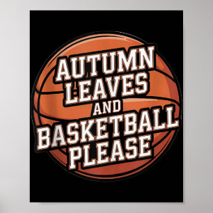 Herbstblätter und Basketball fallen bitte über Pla Poster