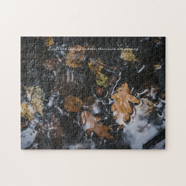 Herbstblätter und Eichen in geheimnisvollen Gewäss Puzzle (Horizontal)