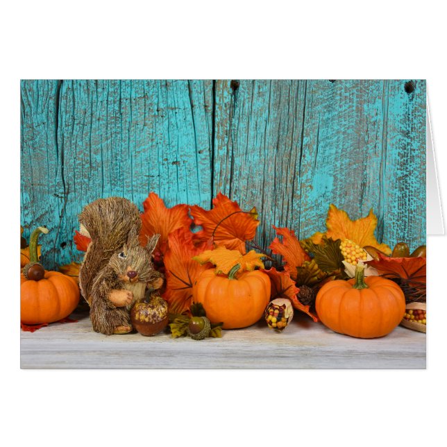 Herbstblätter und Eichhörnchen (Vorderseite (Horizontal))