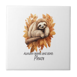 Herbstblätter und Faultier bitte Fliese