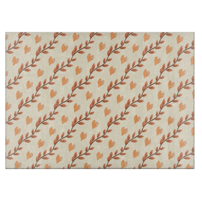 Herbstblätter und Herzen Schneidebrett (Vorderseite)