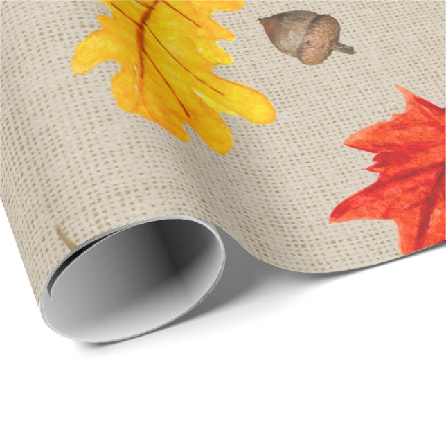 Herbstblätter und -horn geschenkpapier (Rolleneckpunkt)