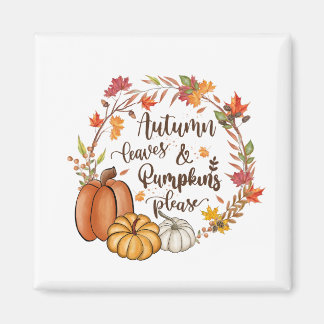 Herbstblätter und Kürbis bitte Magnet