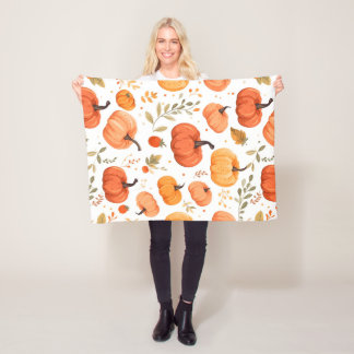 Herbstblätter und Kürbismuster Fleecedecke