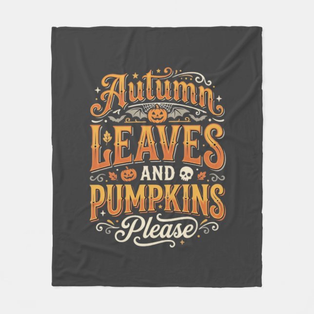 Herbstblätter und Kürbisse bitte Halloween-Design Fleecedecke (Vorderseite)
