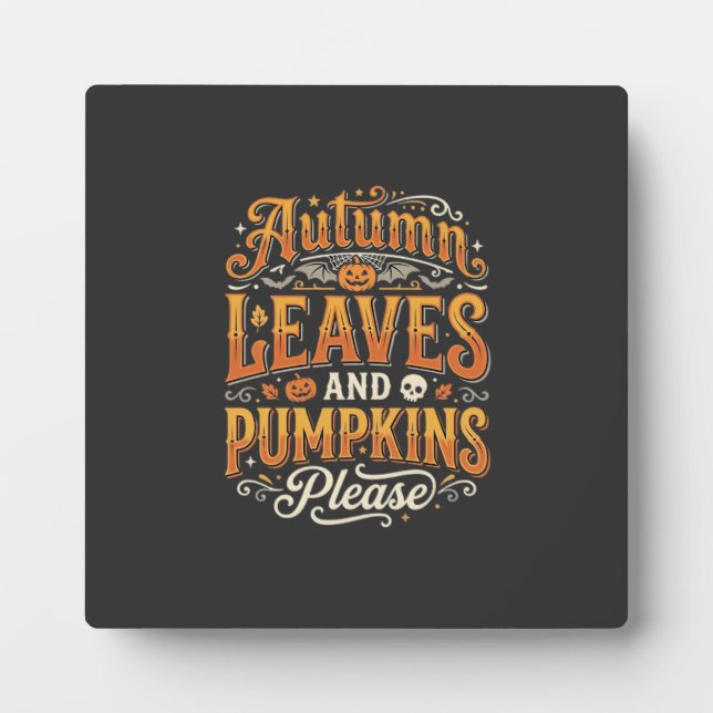 Herbstblätter und Kürbisse bitte Halloween-Design Fotoplatte (Vorderseite)
