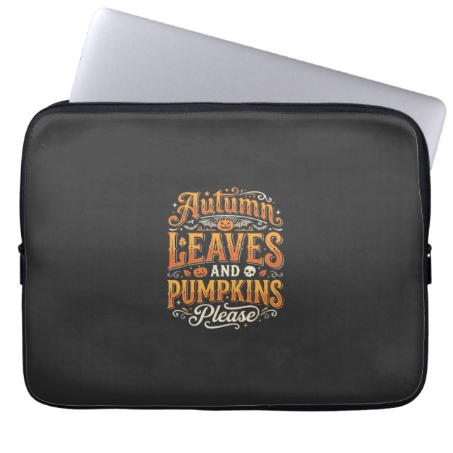 Herbstblätter und Kürbisse bitte Halloween-Design Laptopschutzhülle (Vorderseite)