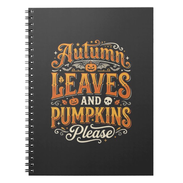 Herbstblätter und Kürbisse Bitte Halloween-Design Notizblock (Vorderseite)
