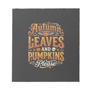 Herbstblätter und Kürbisse bitte Halloween-Design Notizblock