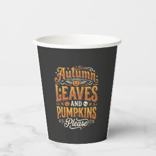 Herbstblätter und Kürbisse bitte Halloween-Design Pappbecher