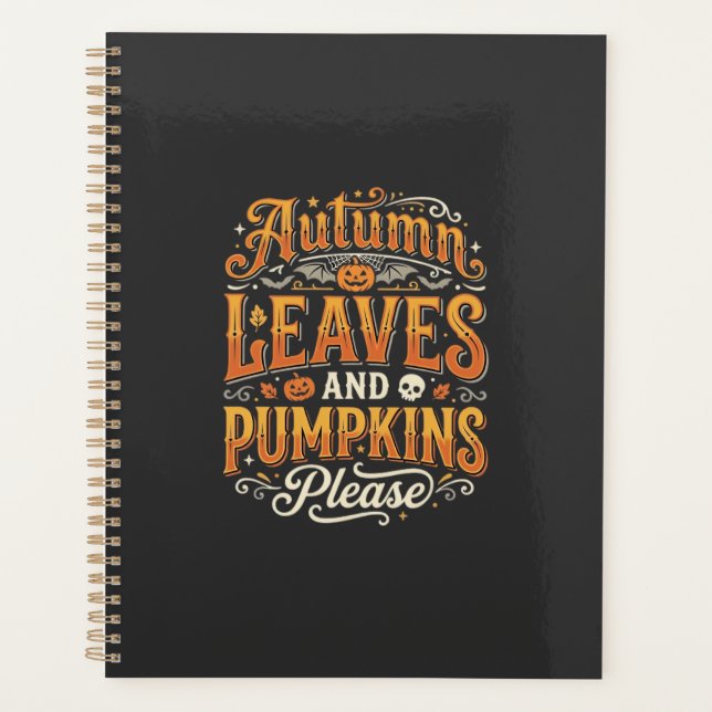 Herbstblätter und Kürbisse bitte Halloween-Design Planer (Vorderseite)
