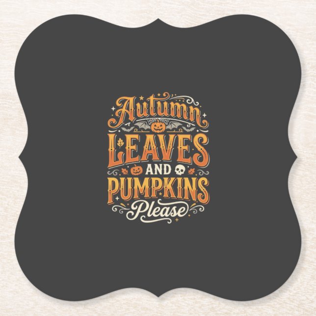 Herbstblätter und Kürbisse Bitte Halloween-Design Untersetzer (Vorderseite)