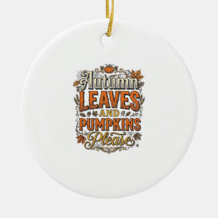 Herbstblätter und Kürbisse Bitte Vintage Keramik Ornament