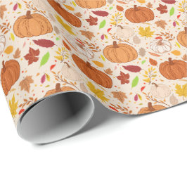Herbstblätter und Kürbisse nahtloses Muster. Geschenkpapier