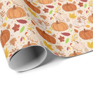 Herbstblätter und Kürbisse nahtloses Muster. Geschenkpapier