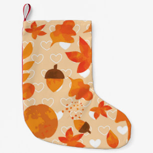 Herbstblätter und Nüsse. Schöne, handgezeichnete N Kleiner Weihnachtsstrumpf