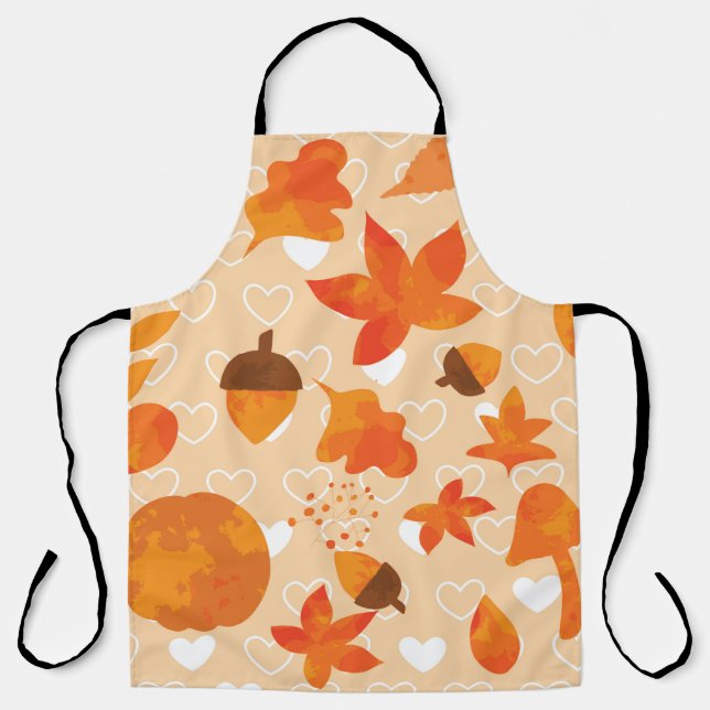Herbstblätter und Nüsse. Schöne, handgezeichnete N Schürze (Vorderseite)