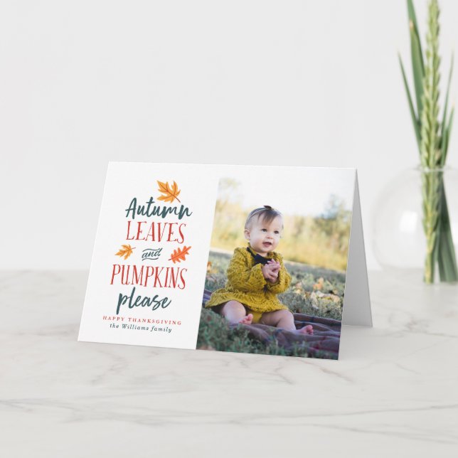 Herbstblätter und Pumpkins Bitte Feiertagskarte (Vorderseite)
