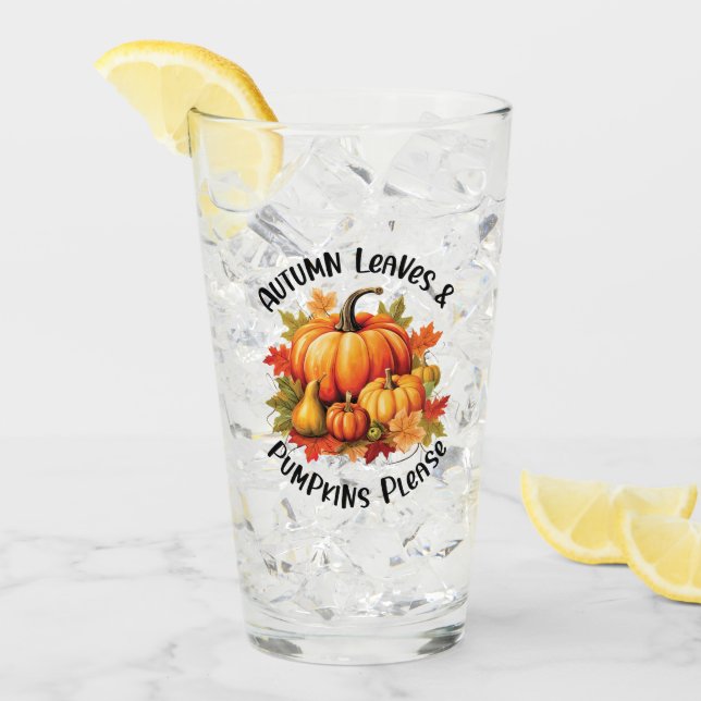 Herbstblätter und Pumpkins Bitte Glas (Vorderseite Ice)