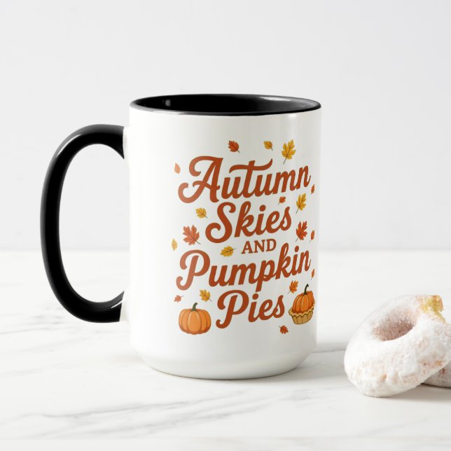 Herbstblätter und Pumpkins bitte Tasse (Mit Donut)