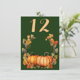Herbstblätter und Pumpkins Hochzeitstisch No.Card Einladung
