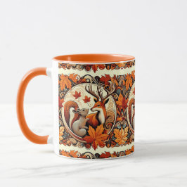 Herbstblätter und Tasse für den Hirschkaffee