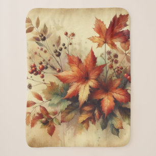 Herbstblätter vintage Aquarell Herbstfarben Sherpadecke