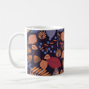 Herbstblätter, Vintage Pilzbilder. Kaffeetasse