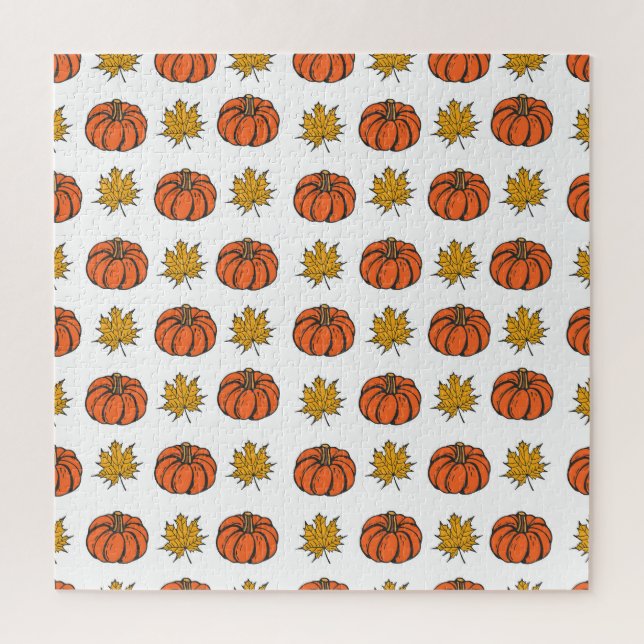 Herbstblätter: Von Hand Gezeichnet Kürbismuster Puzzle (Vertikal)