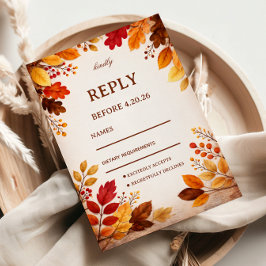 Herbstblätter Warm Botanisch RSVP Karte