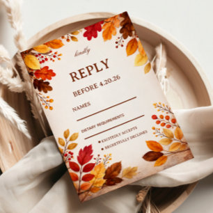 Herbstblätter Warm Botanisch RSVP Karte