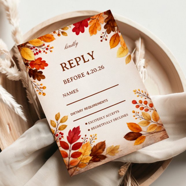 Herbstblätter Warm Botanisch RSVP Karte (Von Creator hochgeladen)