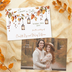 Herbstblätter Wasserfarbe Elegant 1 Foto Hochzeit  Save The Date
