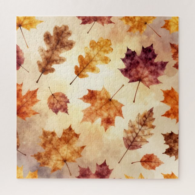 Herbstblätter Wasserfarbe Herbstmuster Puzzle (Vertikal)