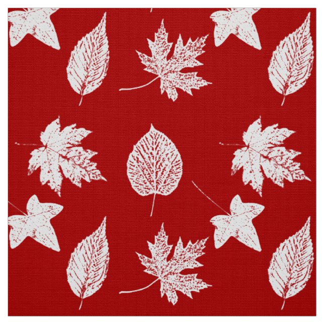 Herbstblätter - weiß und dunkelrot stoff (Muster)