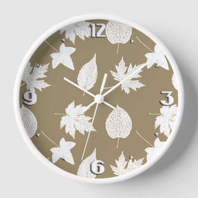 Herbstblätter - weiß und taubrot uhr (Vorderseite)