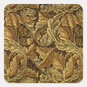 Herbstblätter William Morris Muster Quadratischer Aufkleber