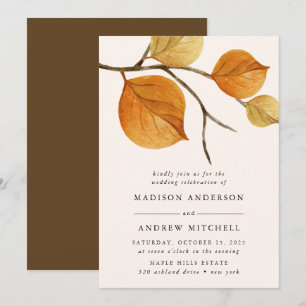 Herbstblätter Zweig Hochzeitseinladung Einladung